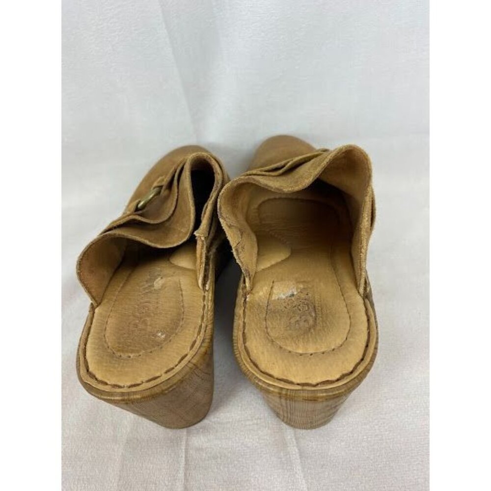 Born‎ Nola Distressed Suede Clogs Mule Wedge Heel Brown Women's 7 - Picture 3 of 5